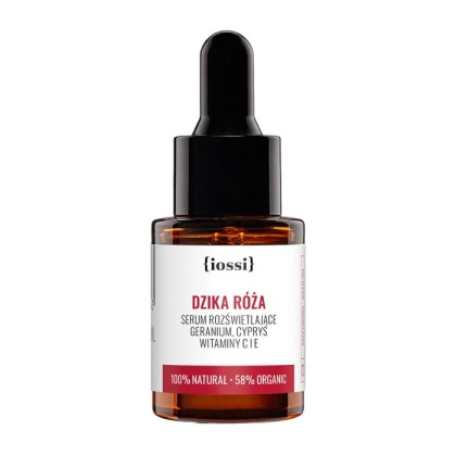IOSSI Dzika Róża, Serum rozświetlające z geranium, cyprysem i witaminami C i E / 10ml