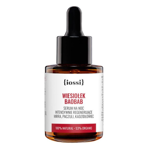 IOSSI Wiesiołek Baobab – serum do twarzy na noc 30 ml, z olejkiem paczuli i mirrowym