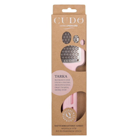 Różowa tarka do stóp CUDO Express Pedicure z ergonomiczną rączką