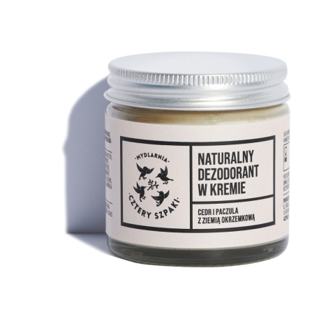 Naturalny dezodorant w kremie Cztery Szpaki Cedr i Paczula – skuteczna ochrona i świeżość w naturalnej formule.