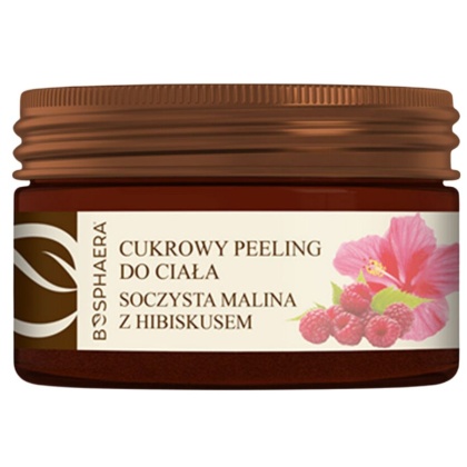 BOSPHAERA Cukrowy peeling do ciała soczysta malina z hibiskusem 200 g