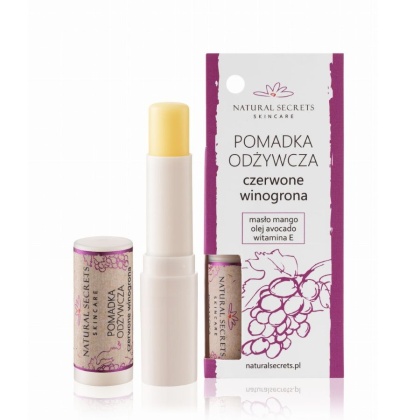 NATURAL SECRETS Живильна помада з маслом авокадо і вітаміном Е - Червоний виноград