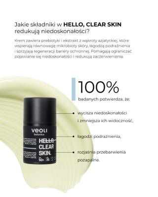 Легкий захисний крем Veoli botanica з пребіотиками та центелою азіатською SPF 50+ HELLO, CLEAR SKIN 50 мл