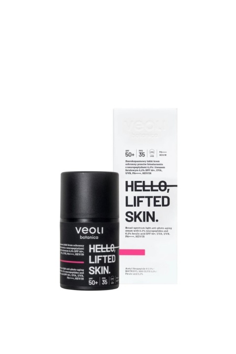 Легкий захисний крем Veoli botanica SPF 50+HELLO, LIFTED SKIN